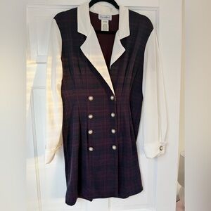 Vintage 80s dress in plaid design size medium